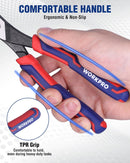WORKPRO 8.5 Inch Slip Joint Pliers, Heavy Duty Carbon Steel Plier Tools | 4-Modes Adjustment, TPR Handle, Box-joint Design, Diamond-Grip Jaws with Nail Puller Teeth For Maximum Grip