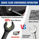 WORKPRO Upgraded 8-piece Anti-Slip Ratcheting Combination Wrench Set with Quick-Slide Open End, 72-Teeth, Cr-V Constructed, Black Metric Wrenches Set with Roll Up Pouch, 8mm-17mm