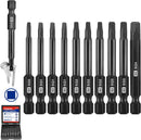 WORKPRO 10pcs Square Bit Set, CNC Machined S2 Steel Magnetic Screwdriver Bits Set, 1/4 Inch Hex Shank Driver Bits, 2.3 Inch Long Screwdriver Bits Set with Storage Box