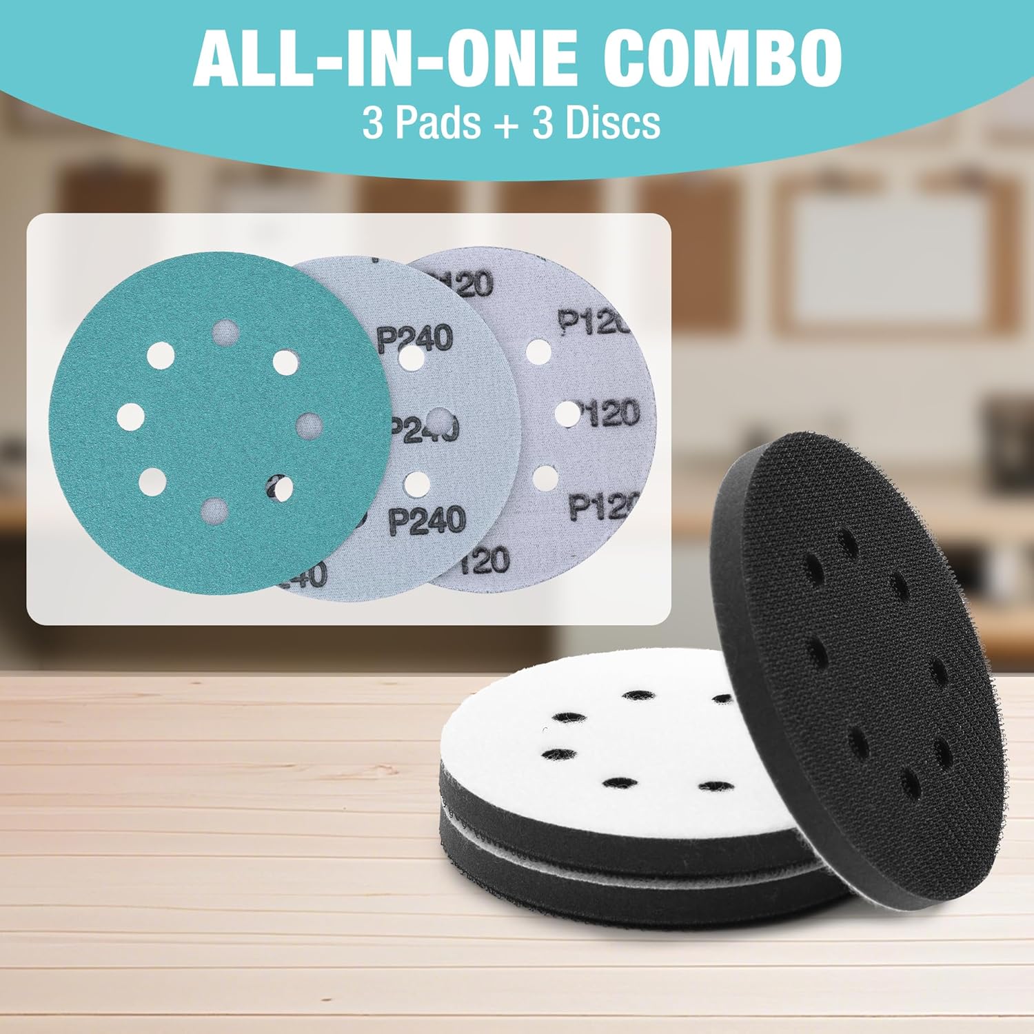 Sanding pad and hook-and-loop sanding discs with multiple vacuum holes for orbital sanding