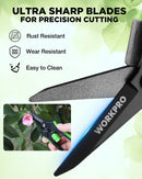 WORKPRO 6-Inch Garden Pruning Shears, Sharp High-Carbon Steel Harvest Snips with Nonstick Teflon Coating, Spring-Loaded Gardening Scissors with Safety Lock, for Flower, Fruit & Vegetable Picking