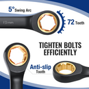 WORKPRO 9 Pcs Black Anti-Slip Ratcheting Combination Wrench Set, Metric 8-19 mm, SAE 1/4"-3/4", 72-Teeth, Cr-V Constructed