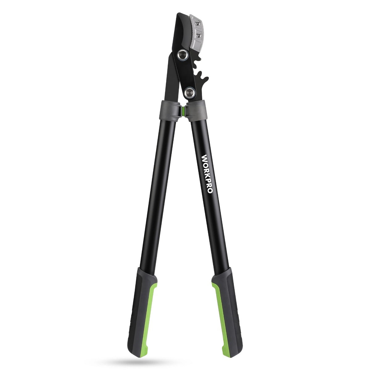 WORKPRO anvil tree lopper with black handles and green non-slip grips