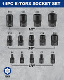WORKPRO 17 PCS Female E-Torx Socket Set, E4-E24, CR-V Steel | 1/4",3/8",1/2" Drive, Inverted Torx, Storage Case, for Auto & Engine Repair