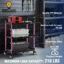WORKPRO 3-Tier Collapsible Service Cart, Black/Pink, 210 LBS Foldable Utility Cart with Wheels, Portable Rolling Tool Cart for Garage, Warehouse, Home, Restaurant and Office (No Assembly Required)