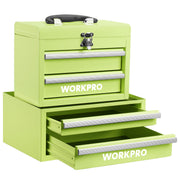 WORKPRO Portable & 12.5" Mini Metal Tool Box, Top Tool Chest Containing Two Drawers, Macaron Green