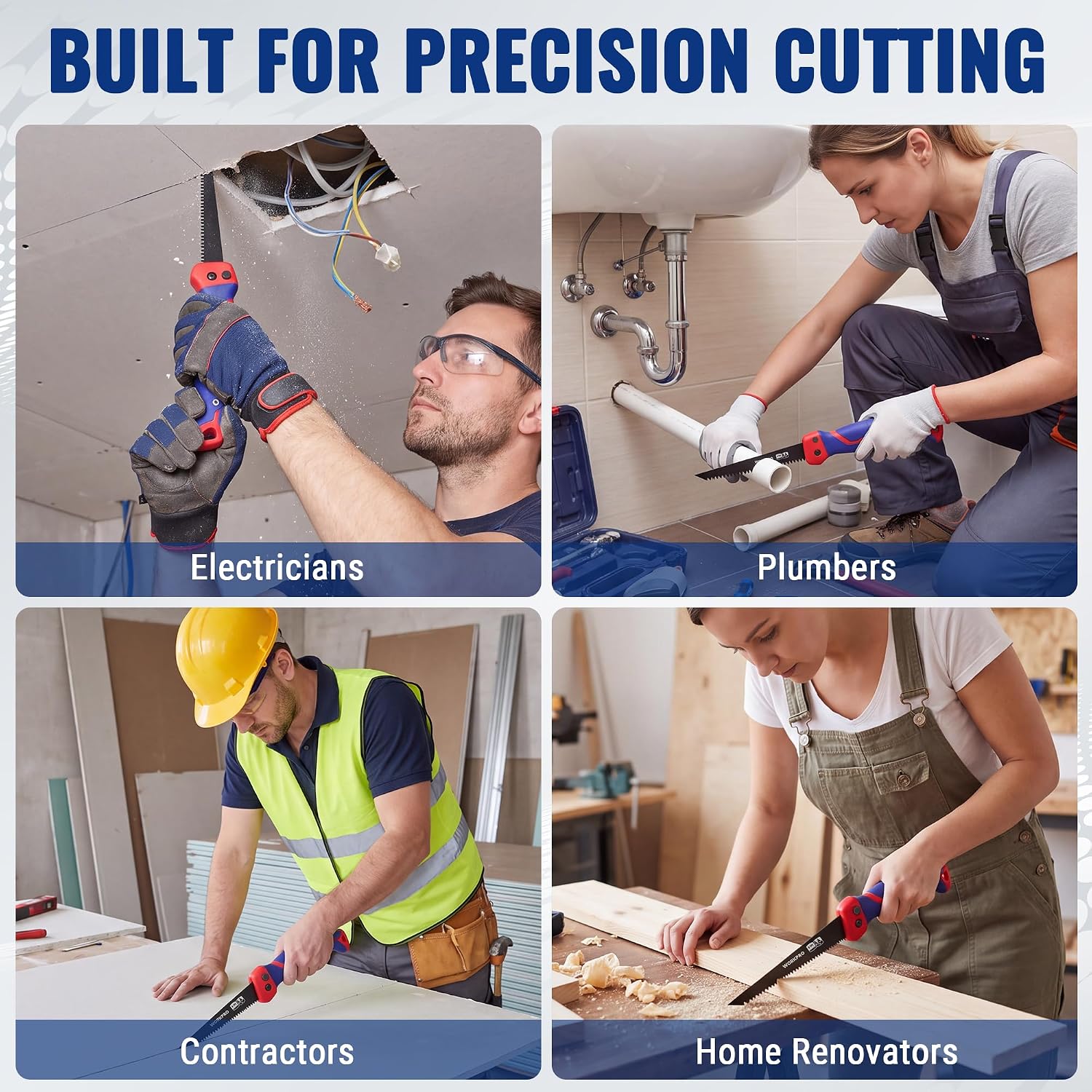 WORKPRO 5‑inch Folding Drywall Saw, Jab Saw 8 TPI Triple-Ground Teeth