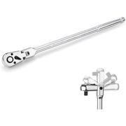 Chrome flex-head 1/4 in drive ratchet wrench with long handle
