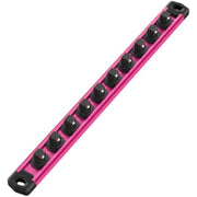 Rose red magnetic socket rail with multiple black magnetic clip holders