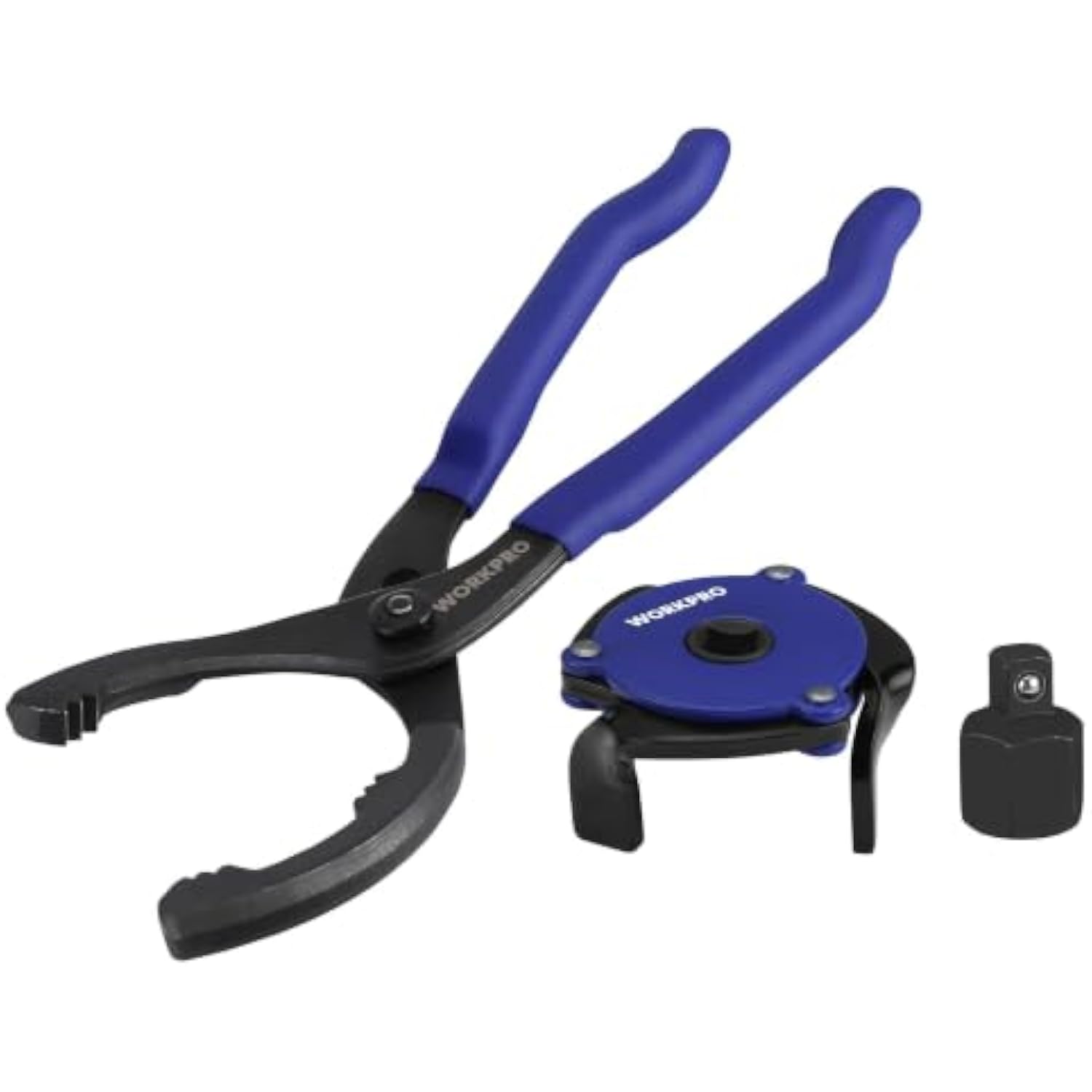 WORKPRO 2-Piece Oil Filter Wrench Set, 12” Adjustable Oil Filter Plier & 3-Jaw Universal Oil Filter Removal Tool, for Easy Oil Changes, Ideal for Car, Motorcycle, Truck Maintenance & Home Garage Use