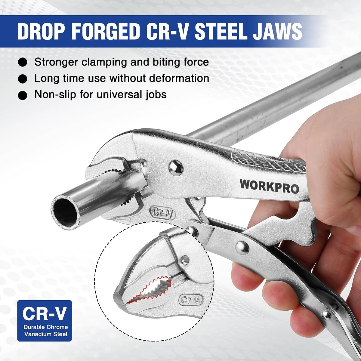 WORKPRO Locking Pliers, 10-inch Curved Jaw Vice Grips pliers | Chromium-Vanadium Steel Locking Pliers with Wire Cutter, Locking Adjustable Vise Grips for Clamping Twisting Welding