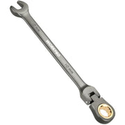 10 mm flex-head ratcheting combination wrench with nickel-plated open end and socket