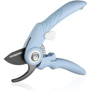 WORKPRO blue bypass pruning shears close-up with comfort grip and blade pivot