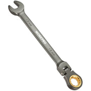 13 mm flex-head ratcheting combination wrench, nickel finish, 12-point, 72-tooth.