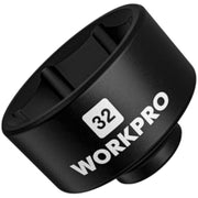 WORKPRO 32mm oil filter socket, black with size 32 label and grip ribs