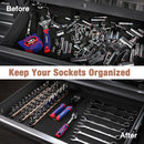 WORKPRO Magnetic Socket Organizer, 1/2-Inch Drive Aluminum Alloy Socket Rail, Heavy Duty Socket Holder, Socket Rack Kit 1/2-Inch x 10 Clips Champagne (Socket not Included)