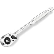WORKPRO 3/8-in drive 90-tooth low-profile ratchet wrench, polished chrome
