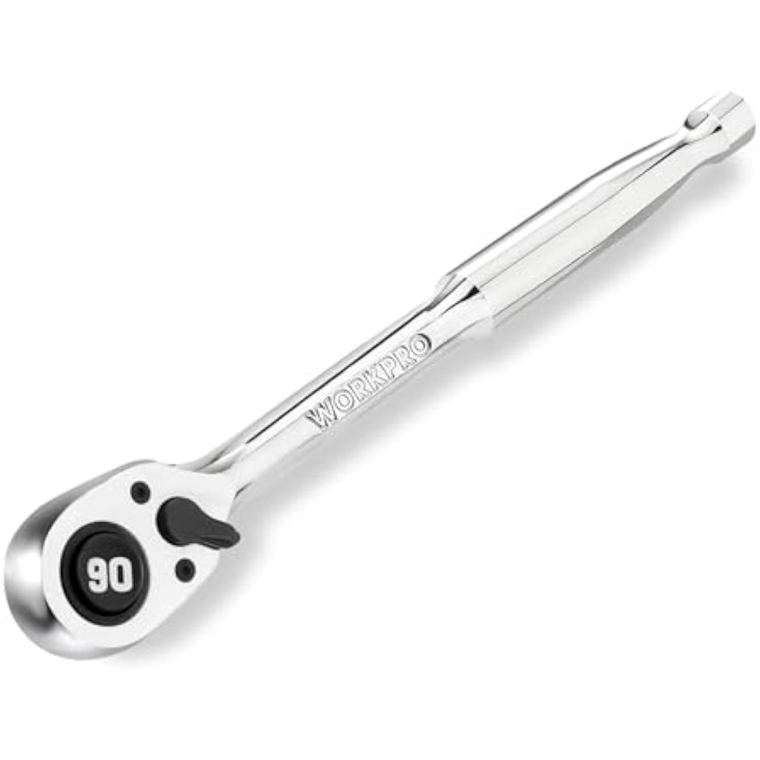 WORKPRO 3/8-in drive 90-tooth low-profile ratchet wrench, polished chrome