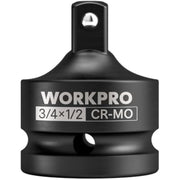 Close-up of black WORKPRO 3/4x1/2 CR-MO impact socket adapter
