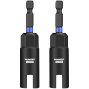 Two black 12mm wing nut driver bits with blue bands, matching sockets and hex ends.