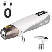 Mini cordless heat gun with reflector nozzle and Type-C charging cable, white and silver