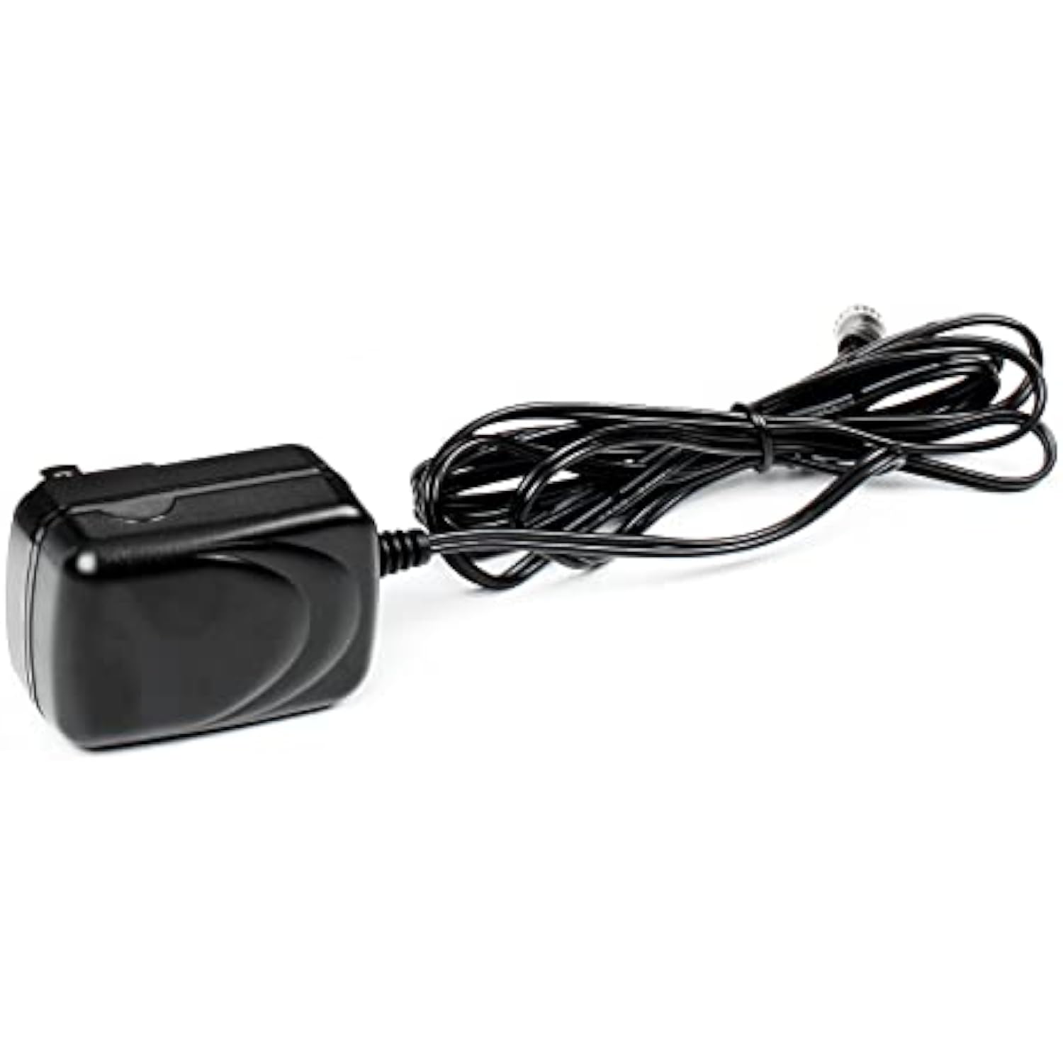 Black replacement charger cord with coiled cable and barrel power plug