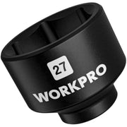 Close-up of black WORKPRO 27mm oil filter socket wrench