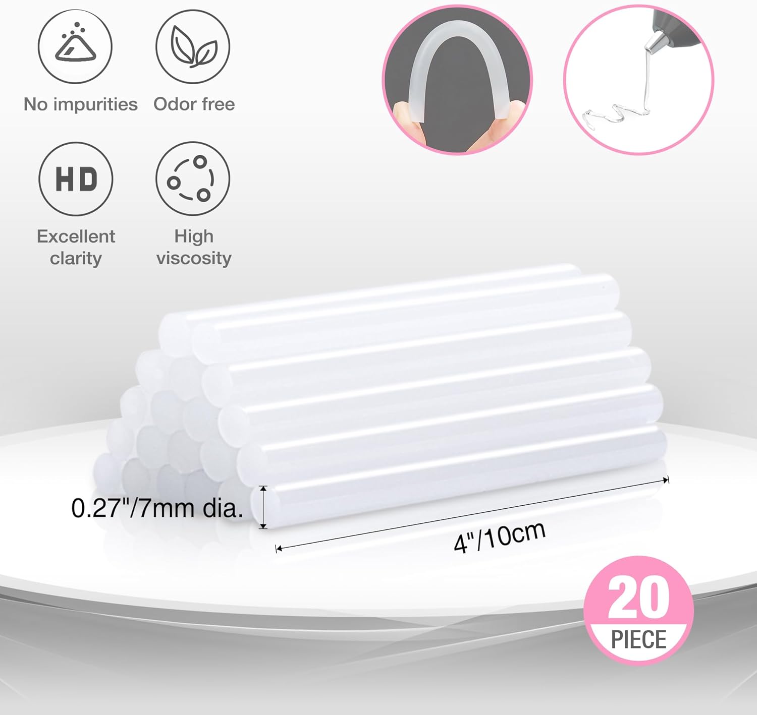 WORKPRO clear mini glue sticks, 20-piece set for cordless mini hot glue gun