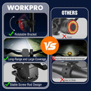 WORKPRO Bike Light for Night Riding, Rechargeable Ultra-Bright Bike Lights Front and Back, 3+5 Modes Bicycle Headlight and Taillight Set, Waterproof Cycling Lights for Mountain, Road Bike Riding