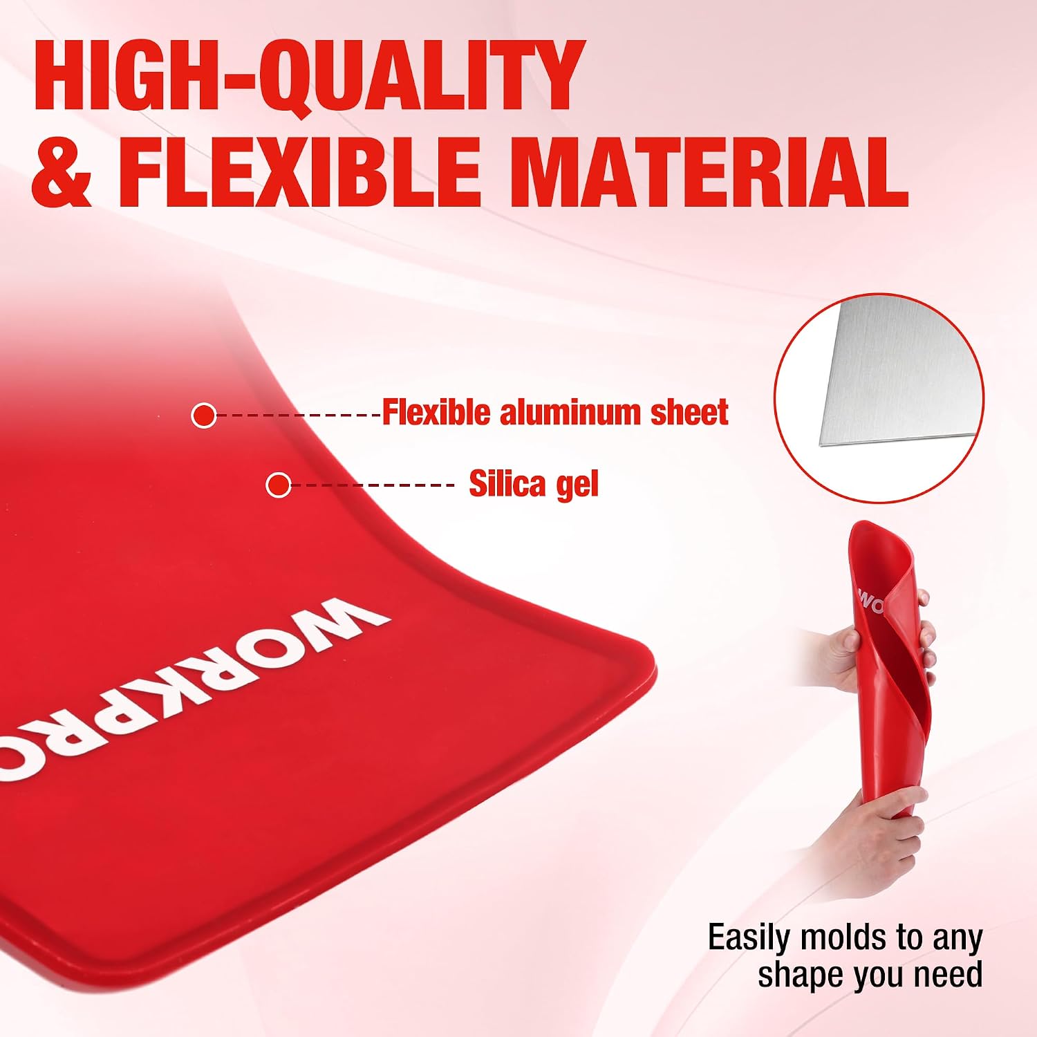 WORKPRO red flexible oil funnel with curved, bendable material
