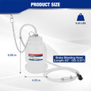 WORKPRO 1L Brake Bleeder Bottle with 63 Inch Brake Bleeder Hose One Way Check Valve & Rubber Connector, One Man Brake Bleeder Kit with Hooked Chain, Wide Base - for Automotive, Cars, Motorcycles