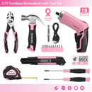 WORKPRO 18 Pcs General Home Tool Kit - Pink Ribbon