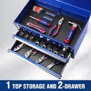 WORKPRO 18 Inch Portable Metal Tool Box with 2 Drawers and 1 Top Storage, Metal Latch and Liner, 100 LBS Load Capacity (Totally)