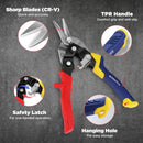 WORKPRO 3 Piece Aviation Tin Snips Set, 8 Inch Metal Cutter Shear for Left, Right and Straight Cut | Cr-V Blade, Ergonomic Handle with Hang Hole, Safety Latch