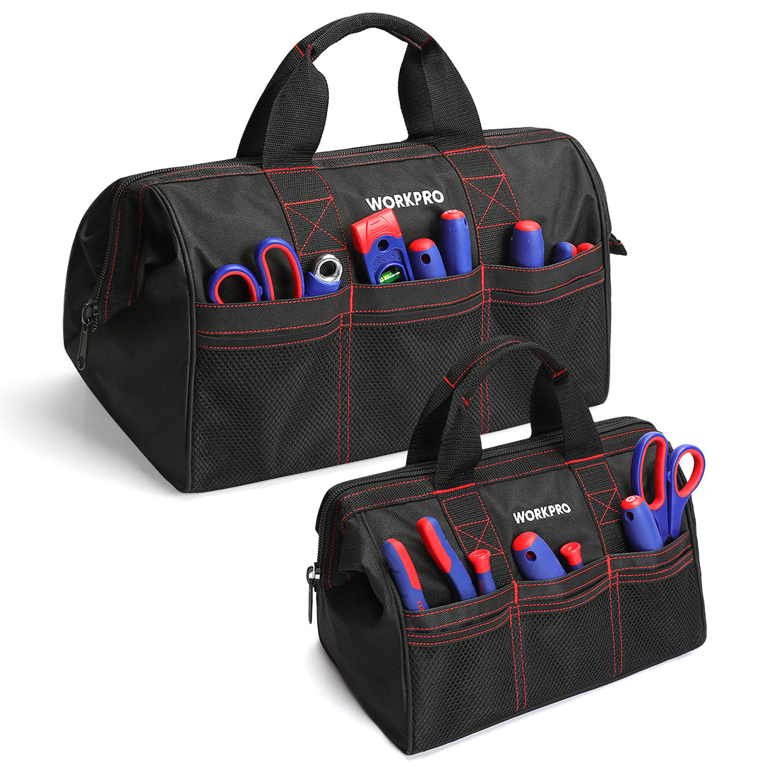 WORKPRO 2 Piece 13 inch 18 inch tool bag set in black with innovation quality and durable secure zipper