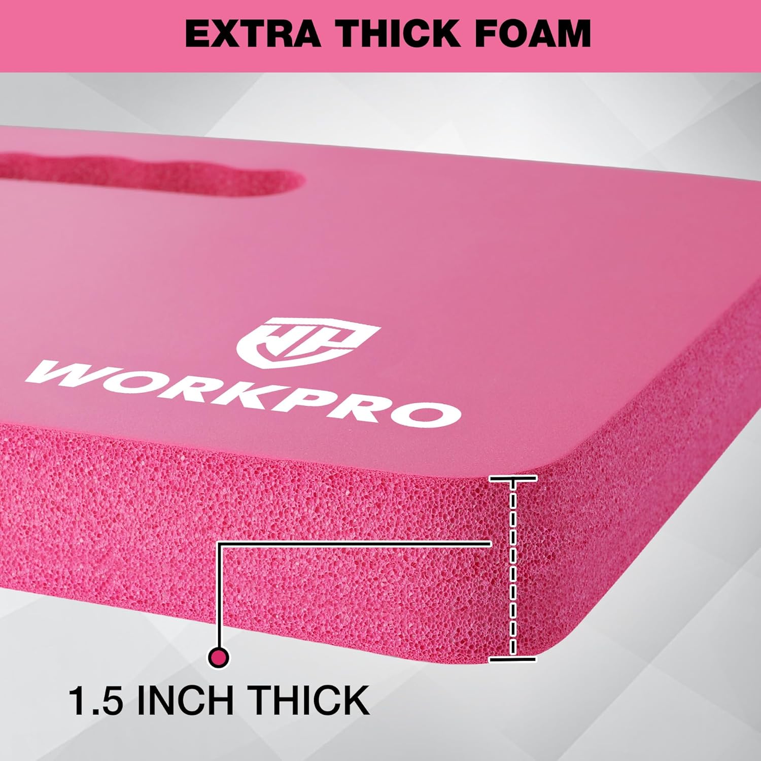 Extra thick foam kneeling pad in pink, 1.5 in thickness with textured side
