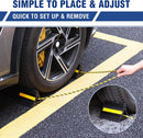 WORKPRO 4-Pack Rubber Wheel Chocks with Rope & 3 Reflective Strips, Heavy Duty Non-Slip Tire Stoppers for Cars, SUVs & Trailers, Rubber Wheel Wedges for Garage & Driveway
