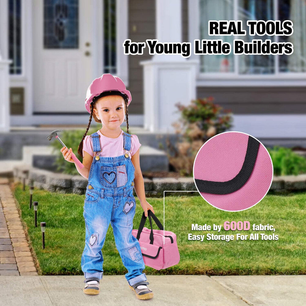 WORKPRO Kid Tools Kit 23 Pcs Pink with Bag, innovation and durable quality for secure kid DIY woodwork