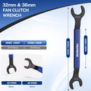 WORKPRO 32mm & 36mm Fan Clutch Wrench Set with Water Pump Pulley Holder | Fan Clutch Removal Tool Kit for BMW, Ford, GM, Dodge, Chevrolet, Jeep. Water Pump Holder, Clutch Fan Tool with Carrying Case