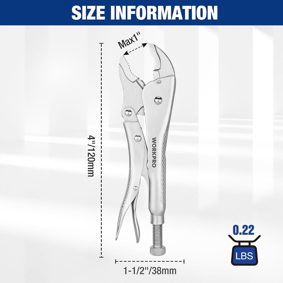 WORKPRO Locking Pliers, 4-inch Mini Curved Jaw Vice Grips pliers | Chromium-Vanadium Steel Locking Pliers with Wire Cutter, Locking Adjustable Vise Grips for Clamping Twisting Welding