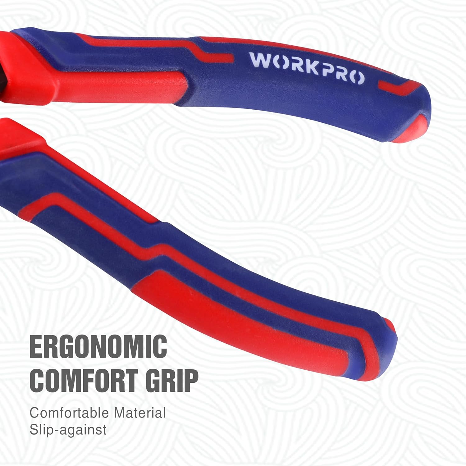 WORKPRO screw extractor pliers with red-and-blue slip-resistant comfort grip handles