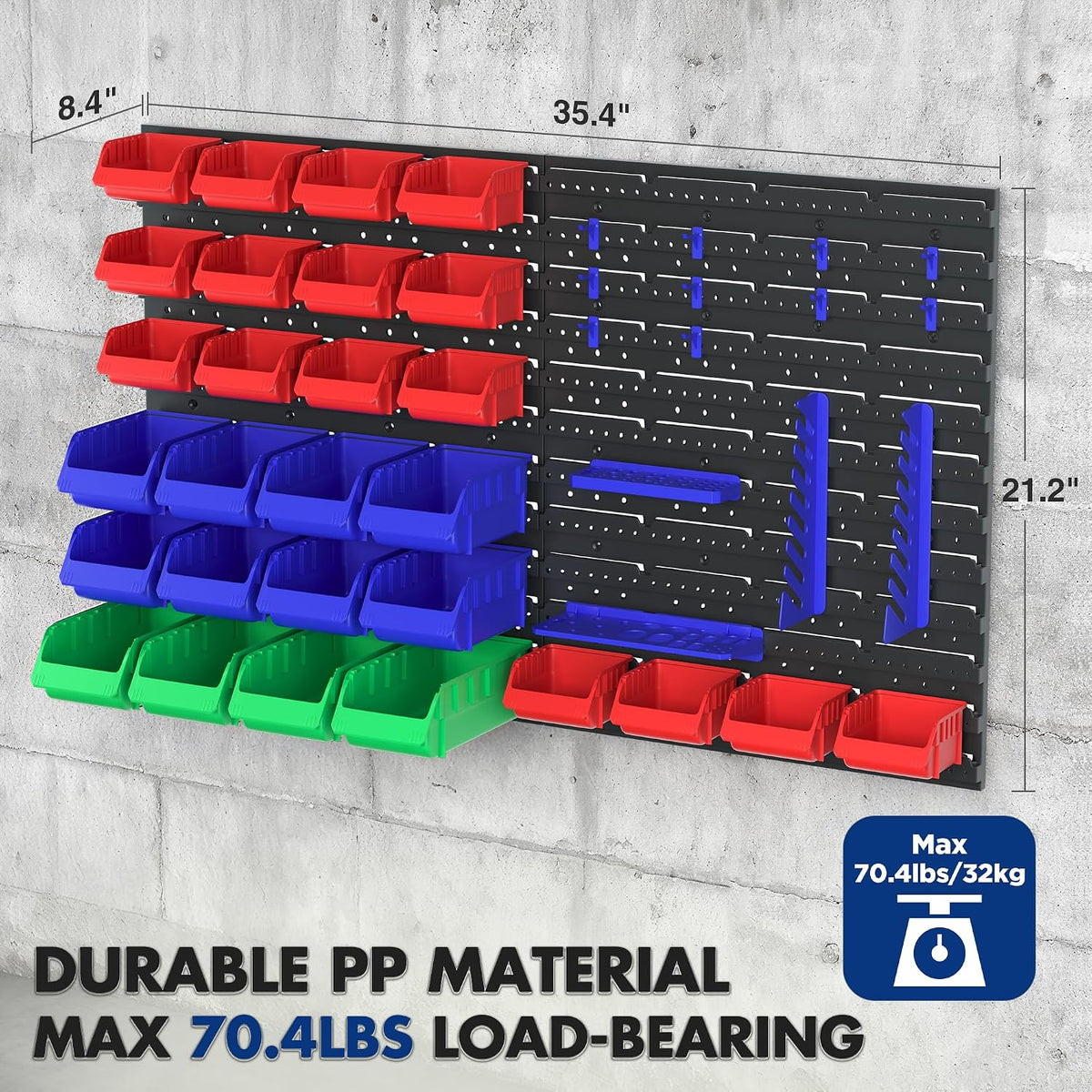 WORKPRO 44PCS Wall Mounted Storage Bins for Garage Storage | Screw organizer for Screws, Nuts, Bolts, Nails, Beads, and Small Hardware Parts, With Wall Panels