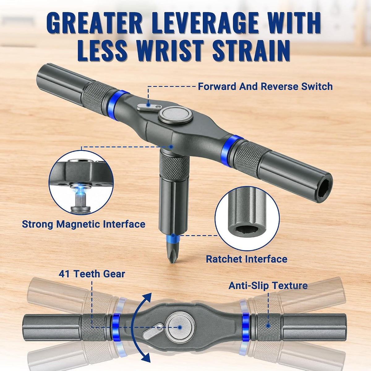 WORKPRO 42 in 1 Magnetic Screwdriver Set, with T Handle Ratchet Screwdriver