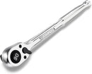 WORKPRO Low-Profile 1/2-Inch Drive Ratchet, 90-Tooth Quick-Release Ratchet Wrench, Reversible, 4° Swing, CR-MO Compact Drive Head, Full Polished, Gifts for Men