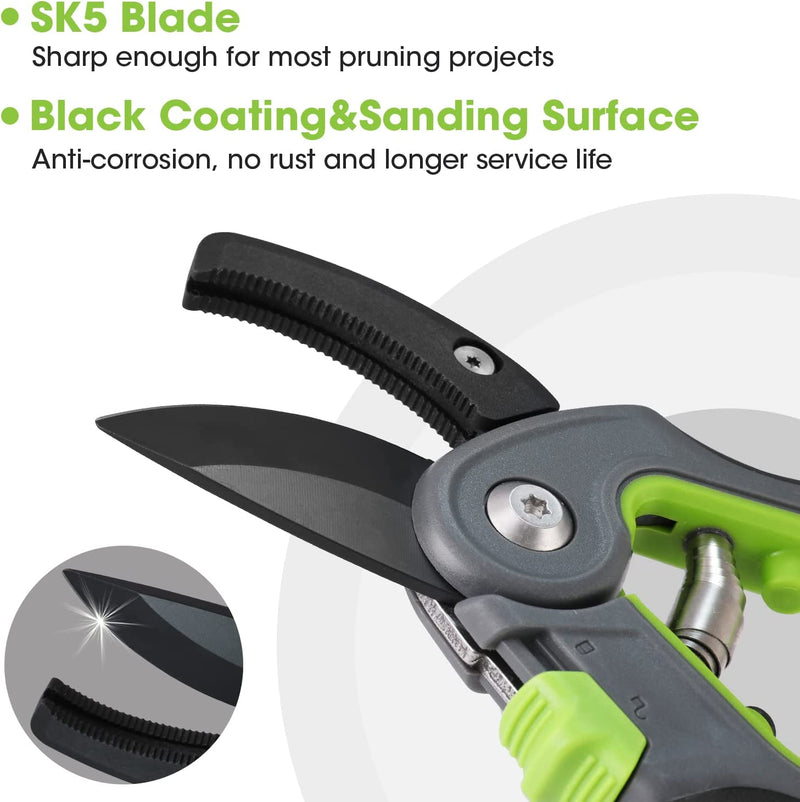 WORKPRO Anvil Pruning Shears, 8’’ Professional Gardening Hand Pruner with SK5 Steel Sharp Blades, Ideal Gardening Tool for Cutting and Trimming, Green (W)