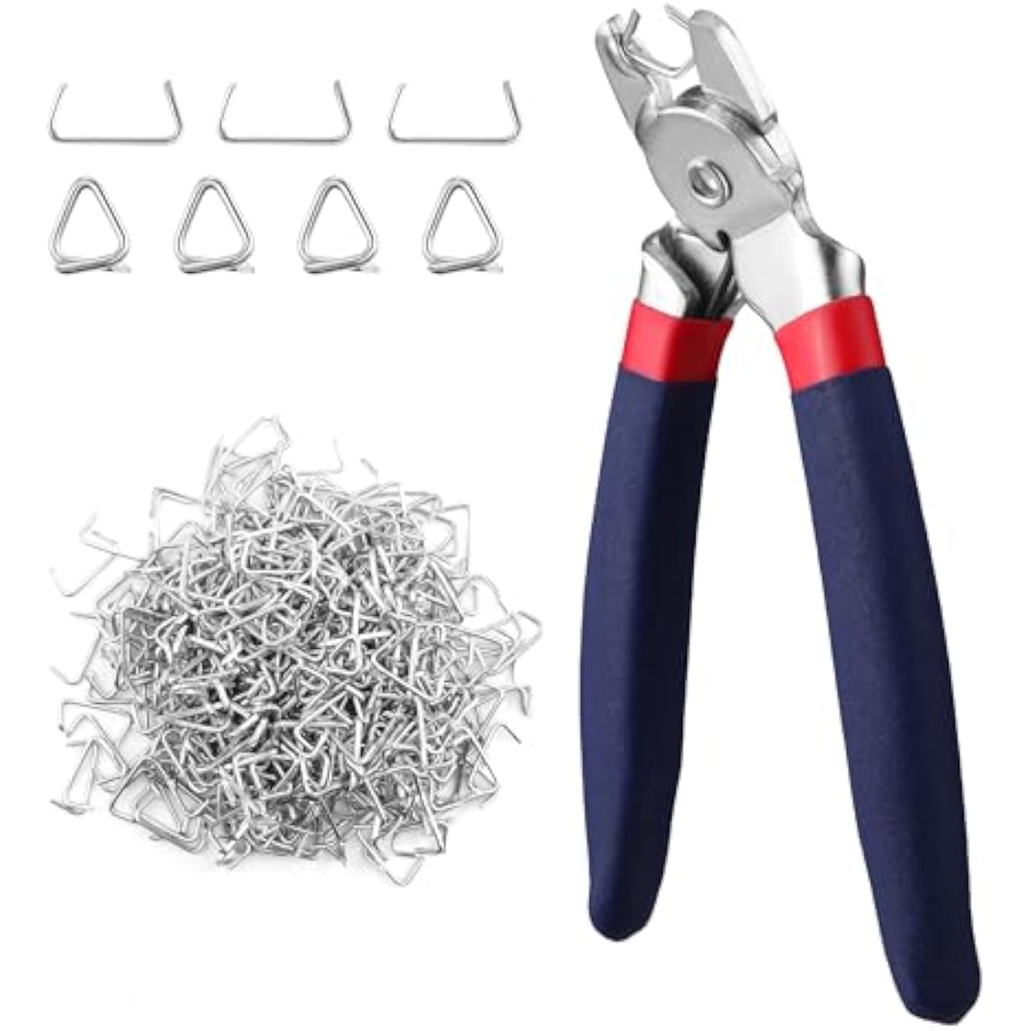 WORKPRO Bent Hog Ring Pliers with 500 Pcs 3/4