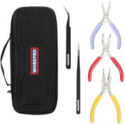 Jewelry pliers set with black zip case and mixed-color insulated handle pliers