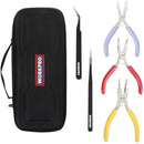 WORKPRO 5 Pcs Jewelry Pliers, Jewelry Tools Includes 6 IN 1 Wire Loop Pliers, Nylon Nose Pliers, Bent Nose Pliers, Pointed Tweezers, Curved Tweezers