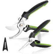 WORKPRO pruning shears pair with green-and-black handles and curved blades