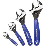 Set of four WORKPRO adjustable wrenches with blue handles in 6, 8, 10 and 12 inch sizes